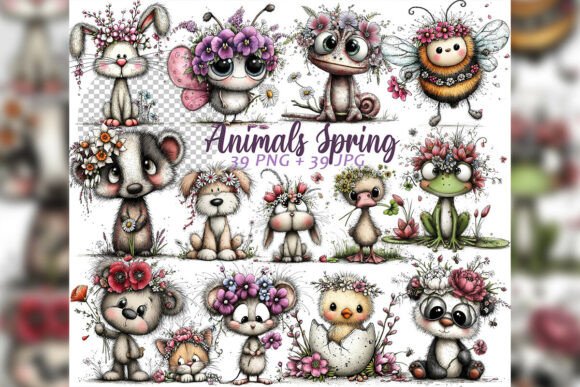 Download Whimsical Floral Animals Spring Clipart - Floral Collection