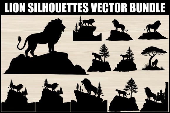 Download Wild Lion Silhouettes Vector Bundle - Premium Resources