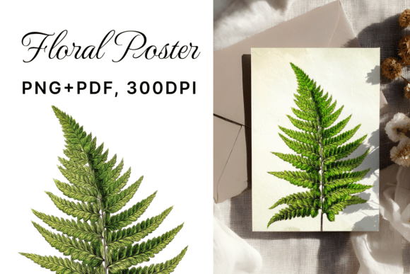 Download Vintage Fern Frond, Floral Art,PNG + PDF - Floral Collection