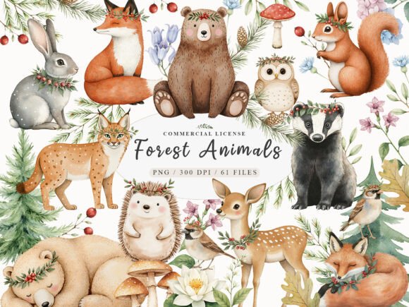 Download Boho Woodland Baby Floral Animals Png - Floral Collection