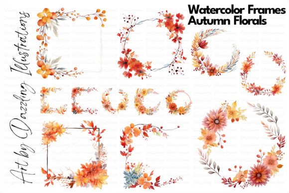 Download Watercolor Autumn Floral Frames Wreaths - Floral Collection