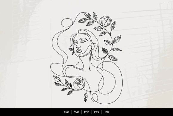 Download Abstract Floral Woman Line Art - Floral Collection