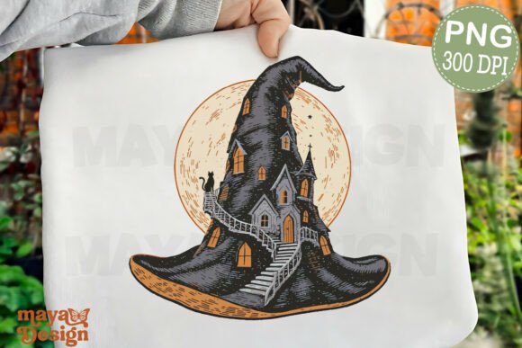 Download Witch Hat House Png,Retro Halloween Png - Premium Resources