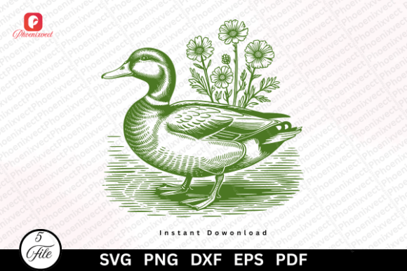 Download Woodland Bird Vintage Floral Duck SVG - Floral Collection
