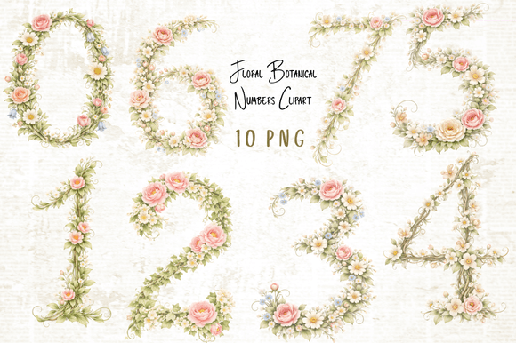 Download Floral Botanical Numbers Clipart - Floral Collection