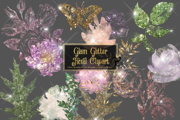 Download Glam Glitter Floral Clipart - Floral Collection